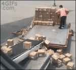 Lazy-employee-throws-packages