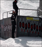 Snowboarder-front-flip-railing