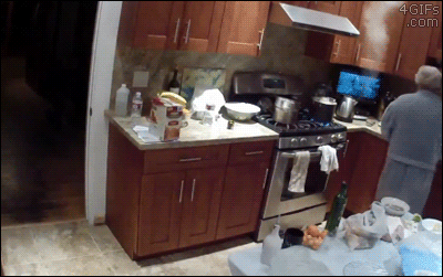 Grandma's robe catches fire while cooking and quickly spreads