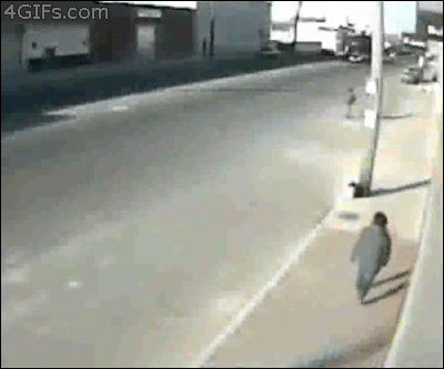 Pedestrian-pole-close-call