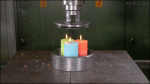 Crushing-candles-with-hydraulic-press