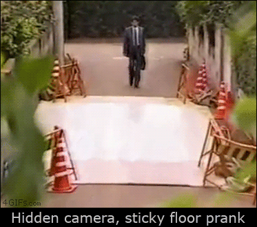 Sticky-floor-prank