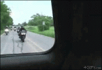Motorcycle-hits-back-of-car-endo
