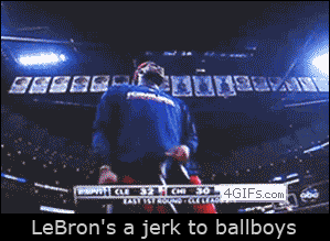 Lebron James ignores a ballboy