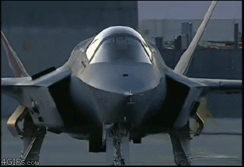 An F-35 fighter jet can hover and has a vertical take off
