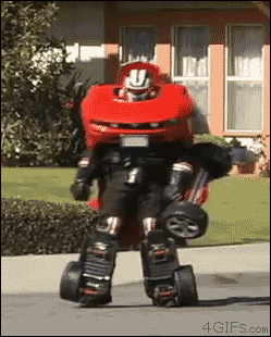 A transformers car costume can roll along on it's wheels