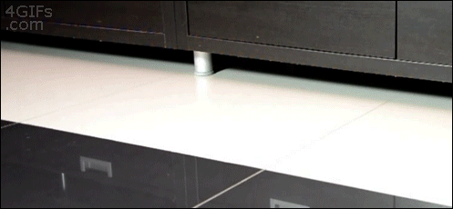 Cat-slides-under-cabinet