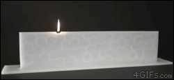 Unusual candle melts asymmetrically