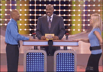 Contestant on Family Feud distracts her opponent to throw off his concentration