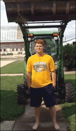 ALS ice bucket challenge with a tractor doesn't go as planned