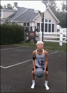 A girl is fooled into believing she made a no-look basketball shot