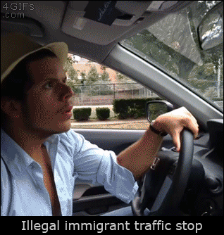 Illegal immigrant gives his ID to the police, which is a picture of himself running away from the police