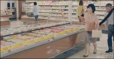 Woman supermarket tail