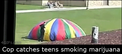 Cop discovers a tent filled to maximum capacity with teens smoking pot
