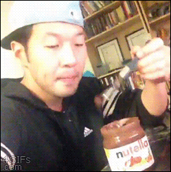 After indulging in Nutella, an Asian guy becomes a fat dancing Caucasian