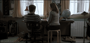 A student with an attractive female tutor turns up the room temperature so that she keeps undressing