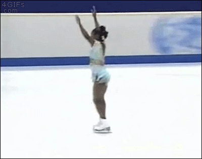 Olympics figure skater does a backflip and lands on one leg