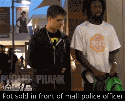 Pot is sold right in front of a mall cop
