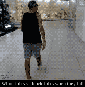 White folks vs black folks when they fall