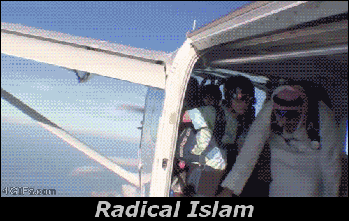 A radical and stylish Islamic man skydives