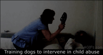 Training dogs to intervene in child abuse