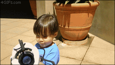 A kid shoots a portal gun