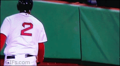 A baseball player throws a ball to a kid and a jerk steals it
