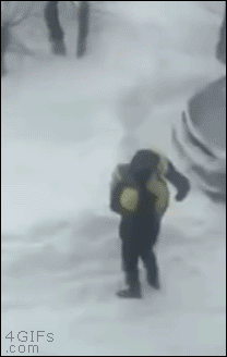 A kid disappears when thrown into snow
