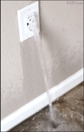 Water pours out of where it shouldn't