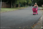 Blonde-shopping-cart-airbags