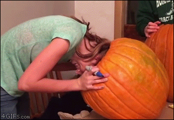 Head-gets-stuck-inside-pumpkin