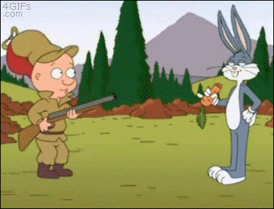 Elmer Fudd finally gets his revenge on the taunting Bugs Bunny